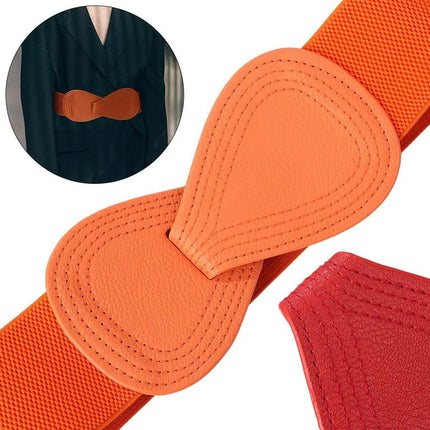 Fashion Belt Red Elastic Waist Cover Wide Belt Women Black Elastic Bow Decoration