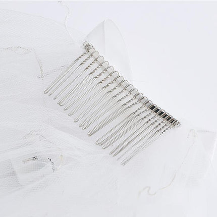 Bow Flower Girl Children Kids Hair Head Veil pearl with Lamp Flashing Wedding - Aimall