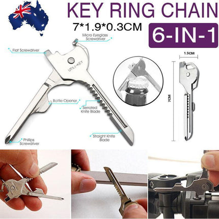 Utili-Key 6 in 1 Key Ring Chain MULTI-TOOL Pocket Knife Screwdriver Swiss Tech - Aimall