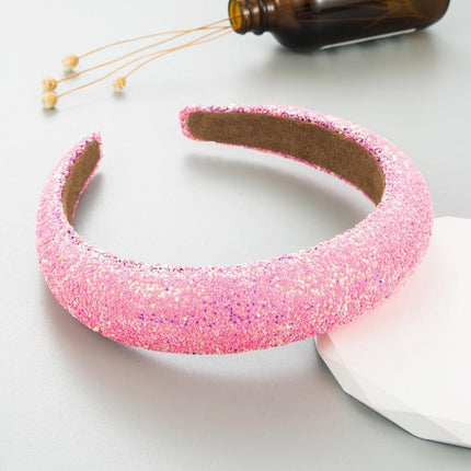 Hairband Padded Sponge Sequin Women's Wide Hair Band Hoop Headband Fashion - Aimall