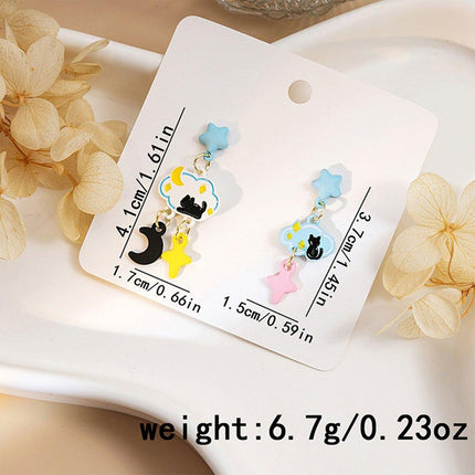 Cute Cartoon Asymmetrical Stud Earrings Fun Fashion Jewelry for Daily Outfits