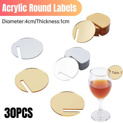 30pcs Round Drink Markers Wine Glass Decoration Label Set Party Cup Identifier