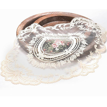 4 Pack Retro Lace Oval Placemats 31x42cm French Crochet Doilies 4 Colors Set