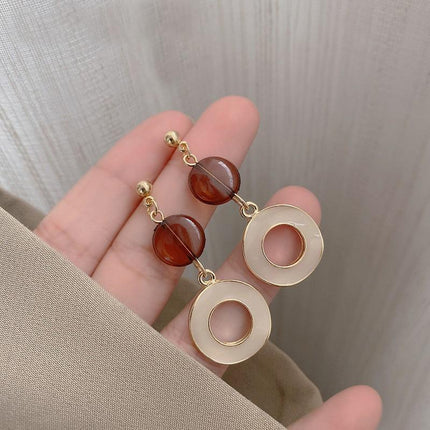 925 Silver Needle Rose Petal Earrings Long Acrylic Tassel Eardrop Women - Aimall