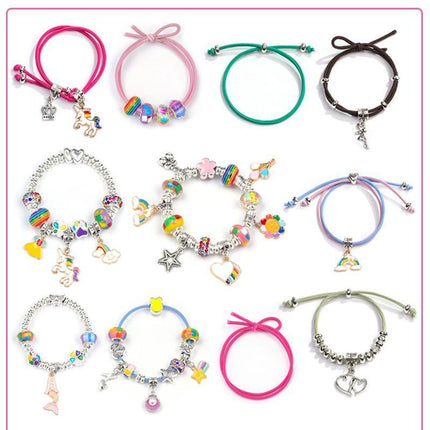 Beads Jewellery Charms Pendant Set DIY Craft Girls Kids Gift Bracelet Making Kit - Aimall