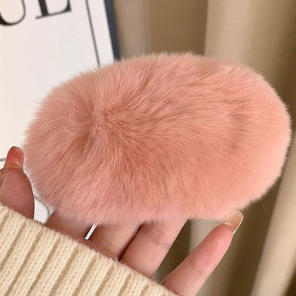 Large Plush Hair Claw Imitation Fur Big Shark Clip Faux Rabbit Fur Hair Clip - Aimall