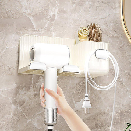 Hair Dryer Holder Rack Plastic Wall Mount No Drill Bathroom Organizer Storage