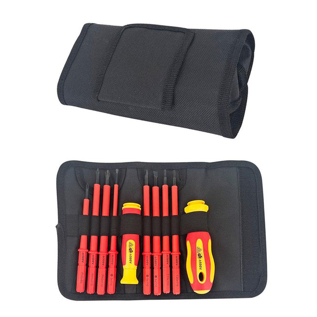 10PCS Insulated Screwdriver Set Multifunctional Electrician Tool Kit Bag Home