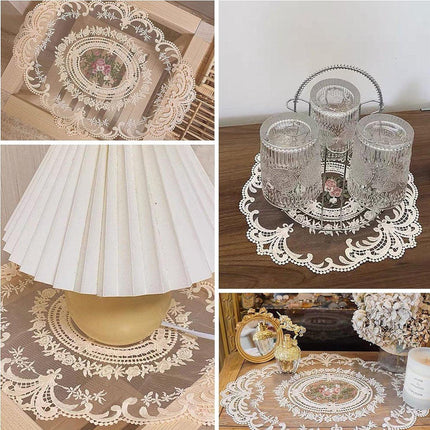 4 Pack Retro Lace Oval Placemats 31x42cm French Crochet Doilies 4 Colors Set