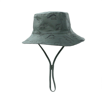 Cartoon Dinosaur Bucket Hat with Wide Brim for Summer Sun Protection