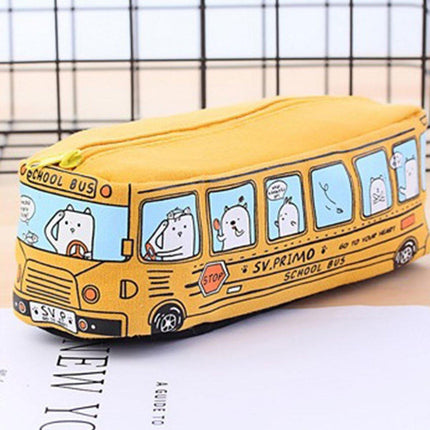 4PCS Large Capacity Cartoon Bus Pencil Case Stationery Storage Bag for School or Gifts
