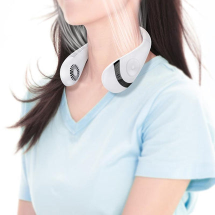 Mini Neck Fan Bladeless Hanging Air Cooler USB Rechargeable Portable Personal - Aimall