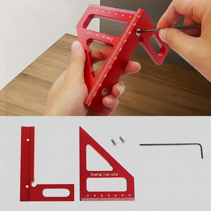 Aluminum Alloy Woodworking Metric Scribe Angle Triangle Ruler Line Gauge Tool