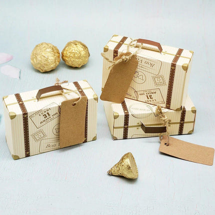 50Pcs Mini Suitcase Candy Box Wedding Favors Gift Packaging Boxes Party Supplies