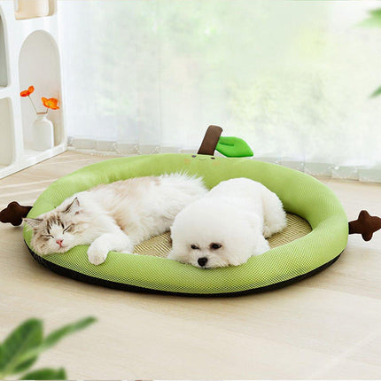 Summer Cartoon Fruit Backrest Nest Breathable Pet Mat for Dogs Cats Sleeping Bed