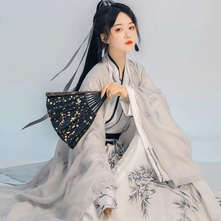 Hanfu Dress Women Ancient Chinese Traditional Fairy White Bamboo Costume Summer - Aimall