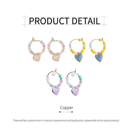 Summer Colourful Beaded Heart Earrings Sweet Fashion Jewellery for Women Girls