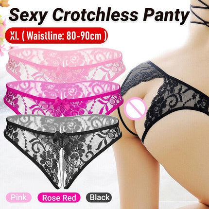 XL Sexy-Lingerie-Women's-Crotchless-Thongs-Panties-G-String-Underwear - Aimall