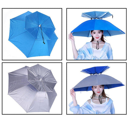 2-Layer Outdoor Foldable Sun Umbrella Hat Fishing Camping Headwear Cap Head Hat