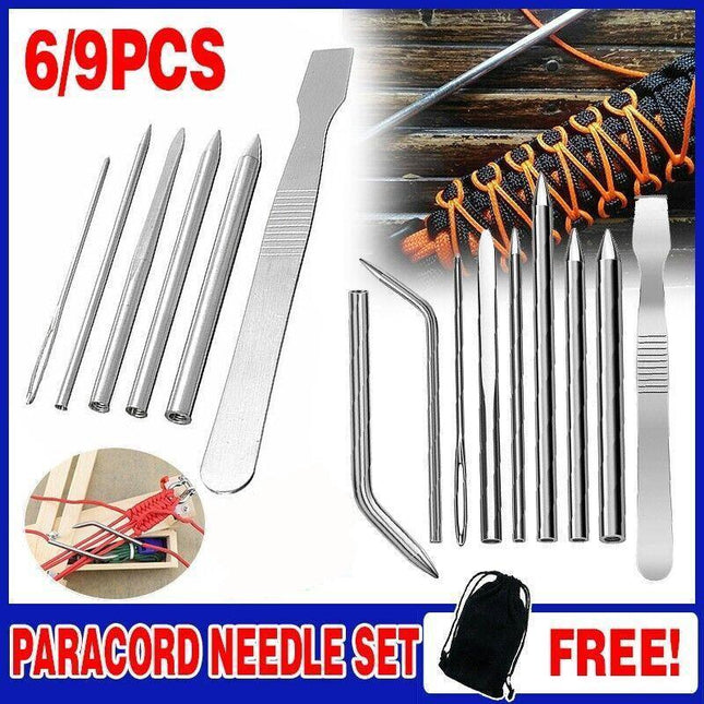 6/9 Pcs Stainless Steel Paracord Bracelet Fid Lacing Stitching Needles Tool Set - Aimall