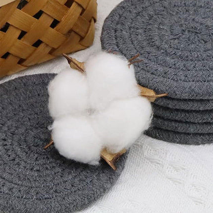 8Pcs Woven Cotton Rope Coasters with Storage Rack Insulation Placemats