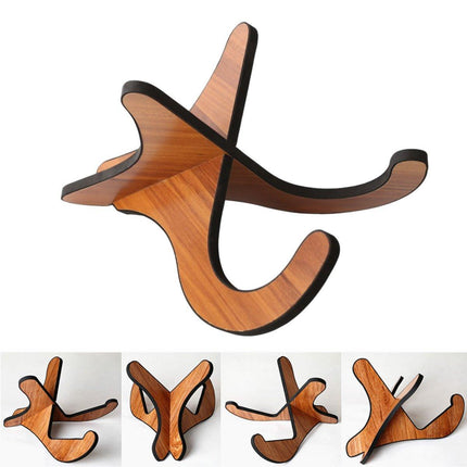Wood Colour Folding Guitar Stand Floor Rack Portable
