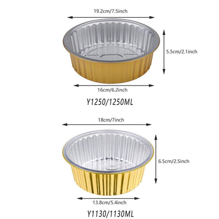 50PCS Thickened Round Aluminum Foil Containers with Plastic Lids