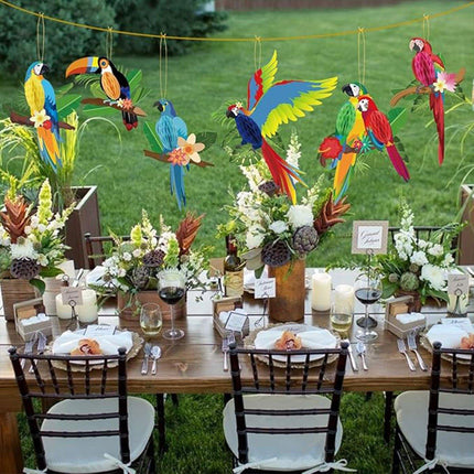 6/9/12pcs Parrot Charm Party Decoration Props Tropical Theme Decor Accessories