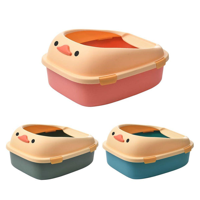 Large Cat Litter Box Semi Enclosed Anti Splash Durable Plastic Open Circulation