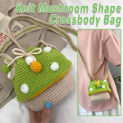 Handmade Wool Woven Mushroom Bag Fashion Shoulder Crossbody Womens Bucket Bag