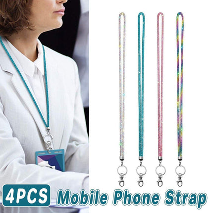 4PCS Bling Keychain Phone Lanyard Neck Strap Hanging Cord Phone Anti-lost Rope