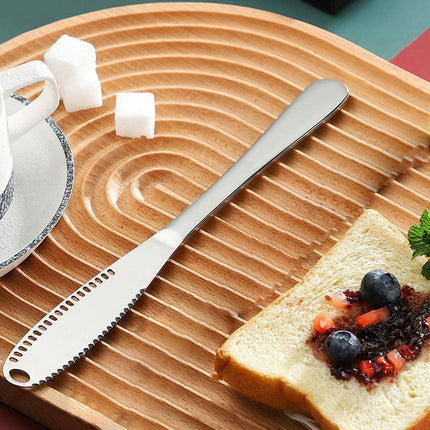 Stainless Steel Butter Knife Cold Hard Butter Serrated Edge Spreader Cheese Jam - Aimall