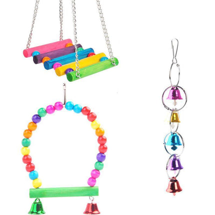 5PCS Parrot Hanging Swing Bird Toy Harness Cage Ladder Parakeet Cockatiel Budgie - Aimall