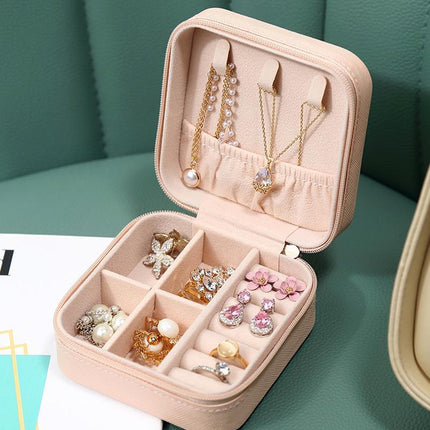 Travel Jewelry Organizer Box Portable Leather Storage Ornaments Ring Earrings