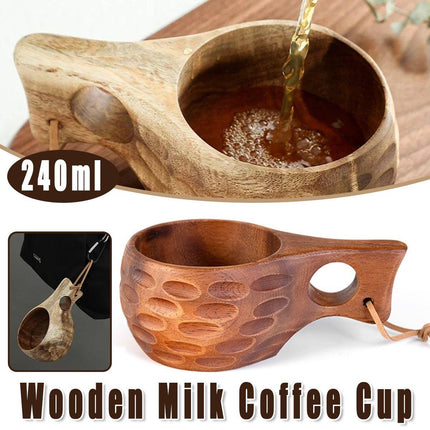 Walnut Wooden Coffee Cup Nordic Style Single Hole Solid Wood Anti-scalding Cup
