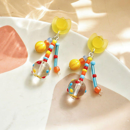 Colourful Tulip Beaded Earrings for Women Floral Fashion Jewelry Gift Accessory