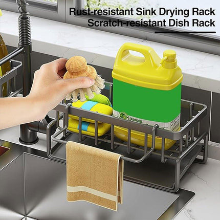 Kitchen Sink Caddy Storage Organizer Steel Sponge Soap Brush Holder Faucet Rack