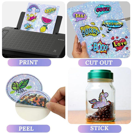 30pcs Anti-Scratch Self-Adhesive Waterproof Seven-Color Laser Film Stickers