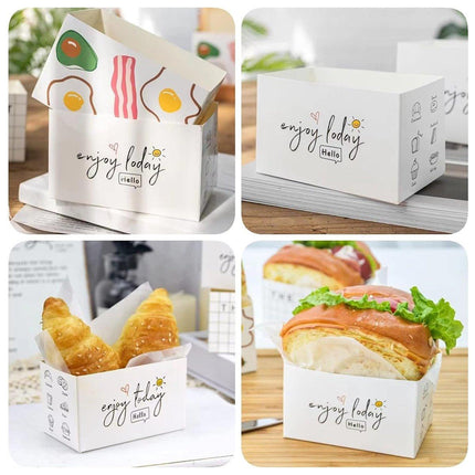 100pcs Sandwich Toast Hamburger Packaging Boxes Bags
