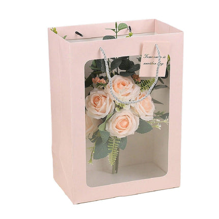 25x Thick Gift Bags with Transparent Window for Valentines Day Bouquets and Gift