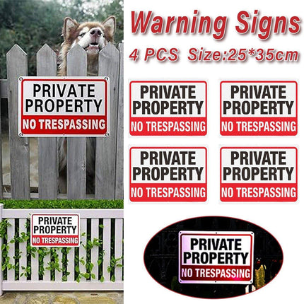 4PCS Reflective Surveillance Warning Signs Metal Security Camera Notice Durable