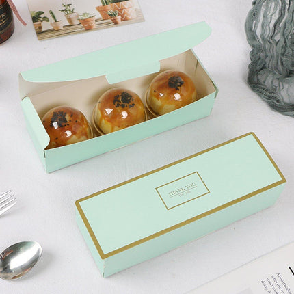 25pcs Long Strip Clamshell Packaging Box 3-Compartment Dessert Storage Box