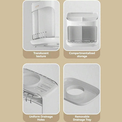 Wall Mounted Kitchen Chopsticks Storage Rack Drain Basket Holder Organizer Box