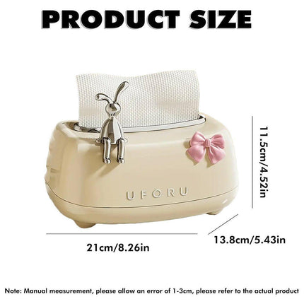 Rabbit Tissue Box Dispenser Napkin Paper Storage Holder Spring Lifting Paper Box