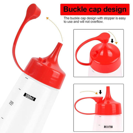 5PCS 300ml Wide Mouth Sauce Squeeze Bottle Large Capacity Plastic Dispenser Set