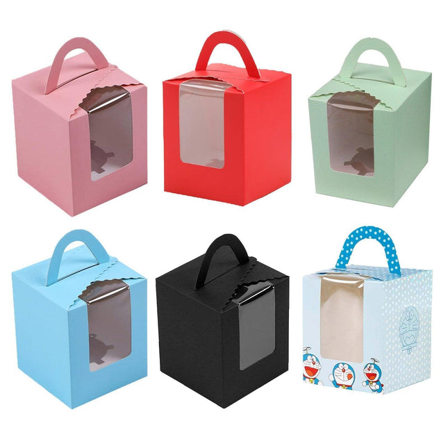 50 Pack Premium Cupcake Boxes with Window Thickened Cardboard Muffin Holders