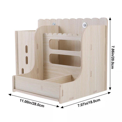 Wooden Feeder Stand Rabbit Guinea Chinchilla Food Basin Multi-Function Kettle