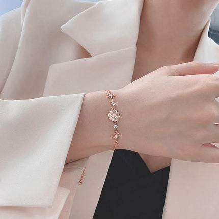 Luxury Zircon Rhinestone Round Bangle Bracelet for Women