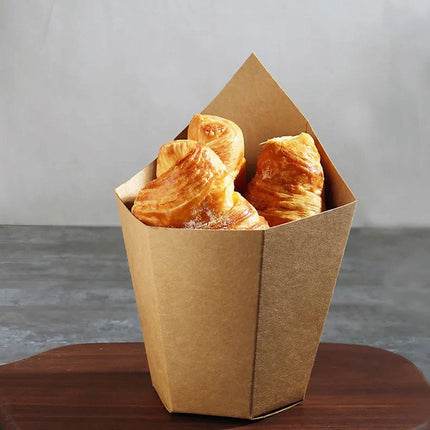 100PCS Golden Croissant Sandwich Holder Kraft Paper Cheese Corn Stick Packaging