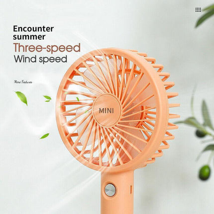 Mini Portable Hand-held Desk Fan Cooling Cooler USB Air Rechargeable 3 Speed - Aimall
